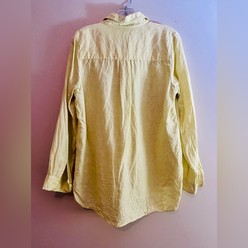J. McLaughlin Soft Lime Button-Down Linen Blouse size M - Picture 3 of 4